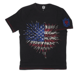 Fireworks Red, White and Blue Patriotic black t-shirt by Fear NY